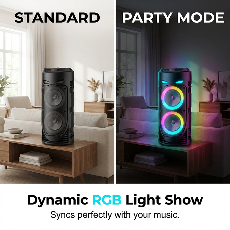 Draagbare bluetooth speaker met microfoon en rgb-verlichting | LC30318344