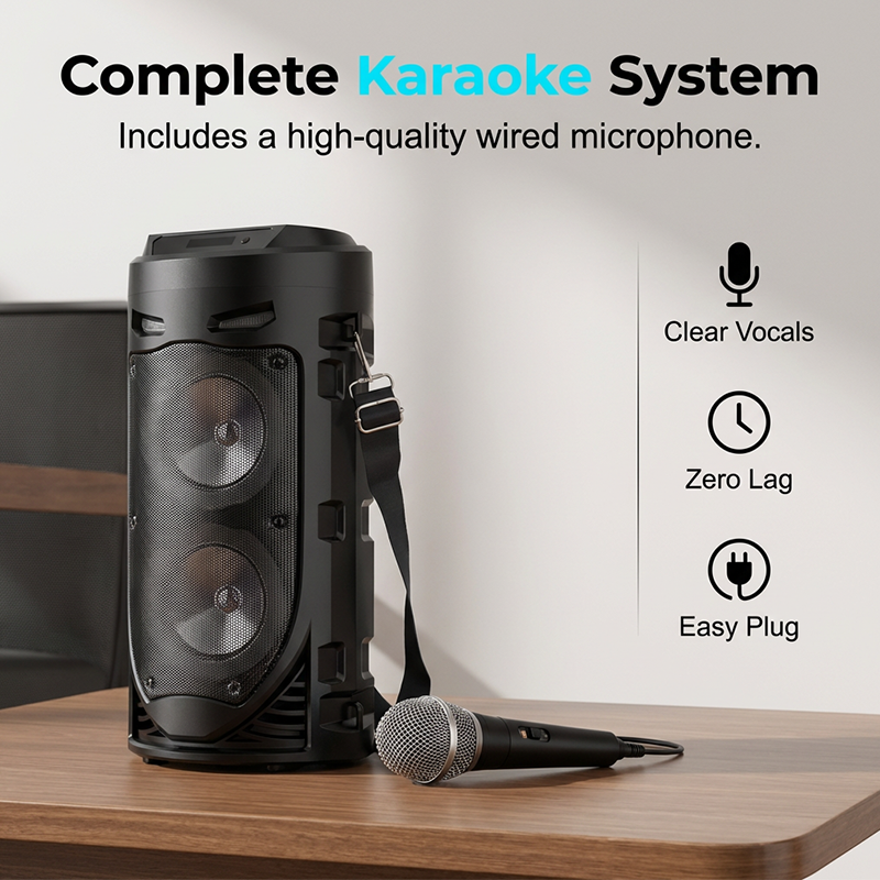 Draagbare bluetooth speaker met microfoon en rgb-verlichting | LC30318344