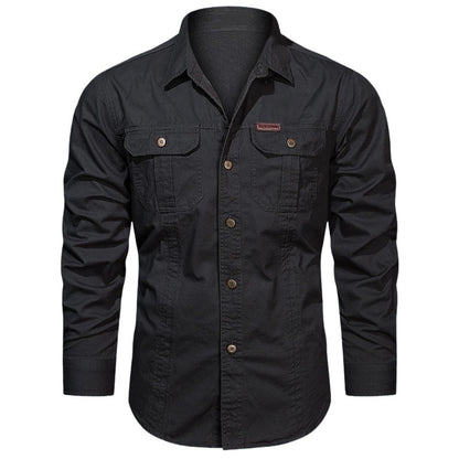 Katoenen heren werkoverhemd met lange mouwen