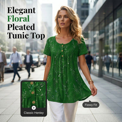 Dames tuniek top met bloemenprint en plooien