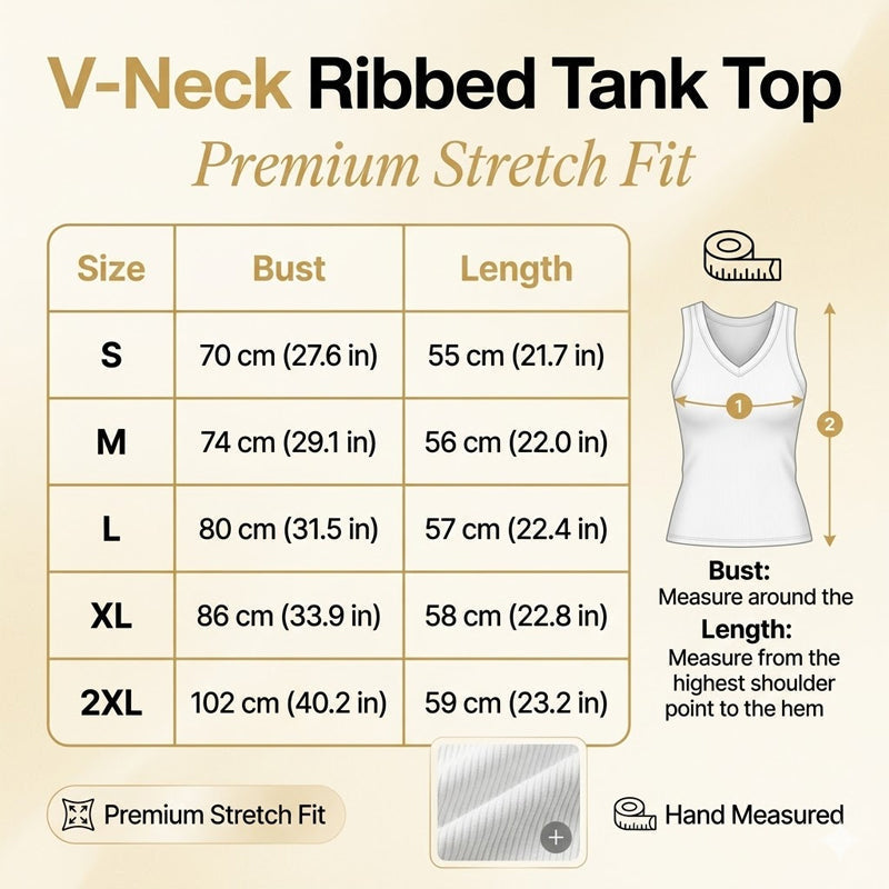 Geribbelde dames tanktop met V-hals