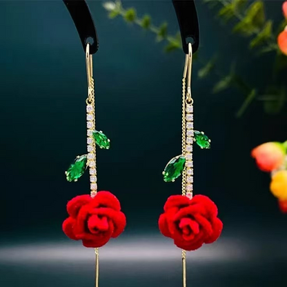 Elegante threader oorbellen met rozenontwerp