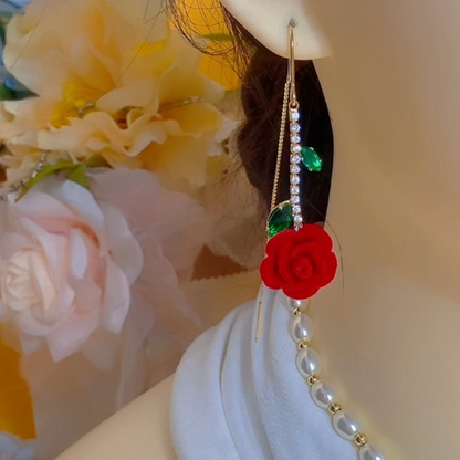 Elegante threader oorbellen met rozenontwerp
