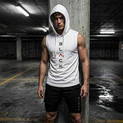 Mouwloze Heren Sportset met Hoodie en Korte Broek