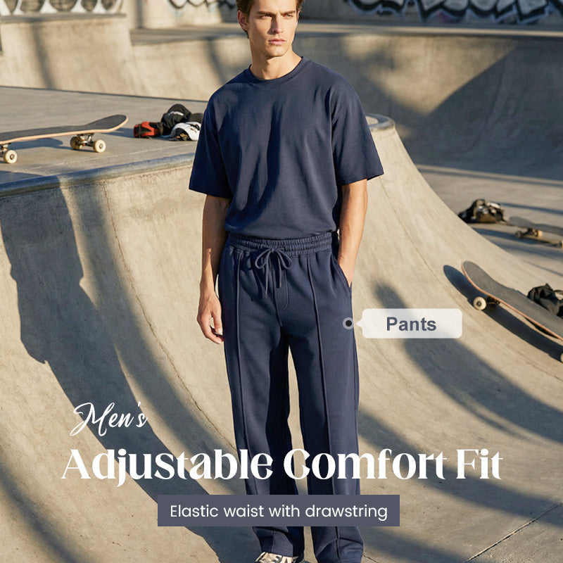 Comfortabele herenbroek met elastische tailleband en trekkoord