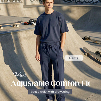 Comfortabele herenbroek met elastische tailleband en trekkoord