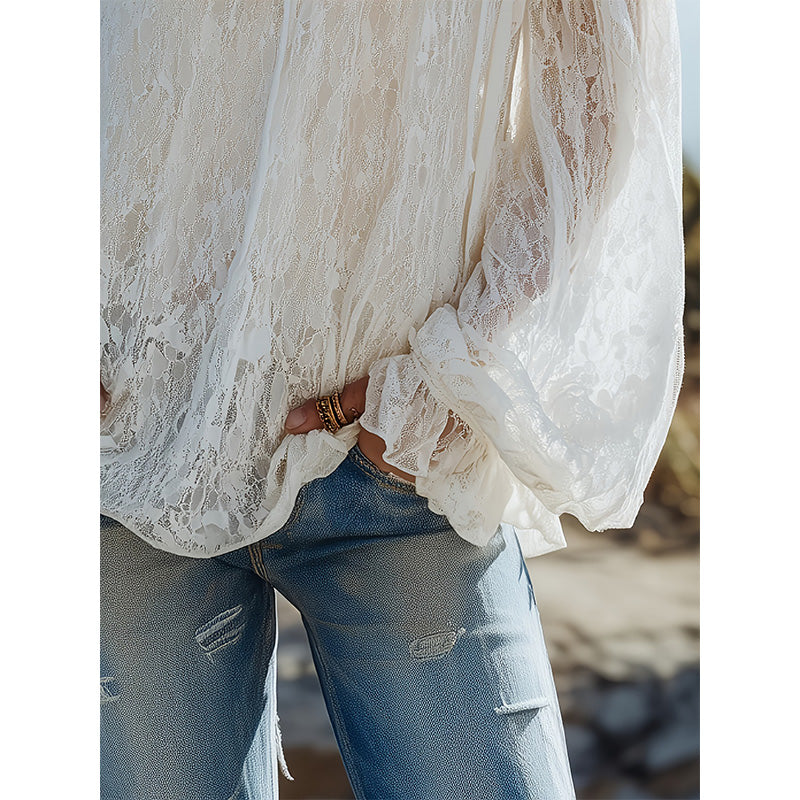 Kanten bustier bh met wijde mouwen