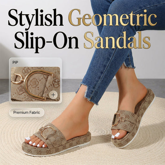 Comfortabele dames instapsandalen met geometrisch patroon