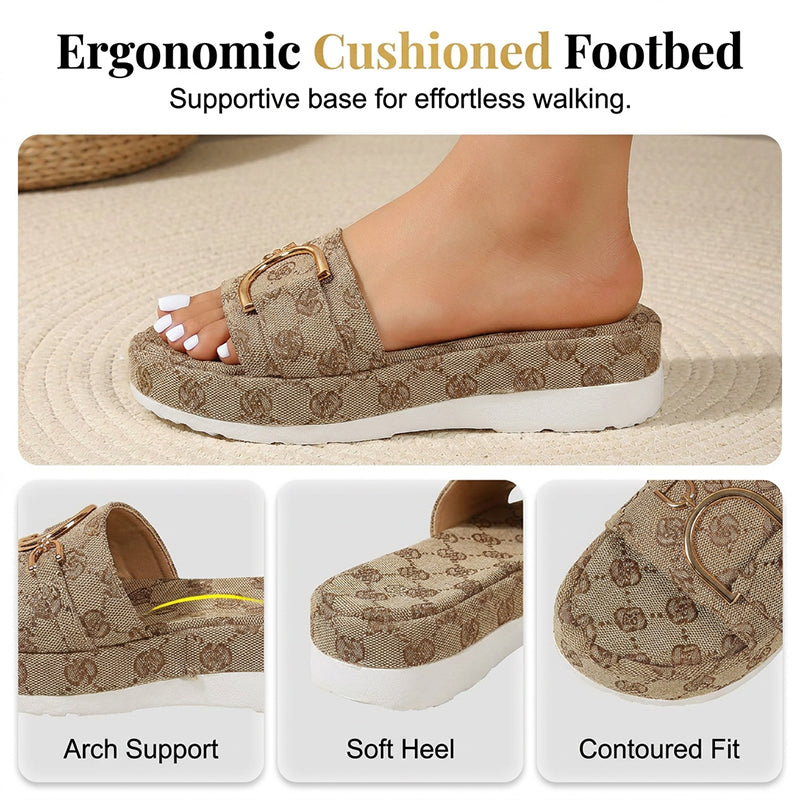 Comfortabele dames instapsandalen met geometrisch patroon