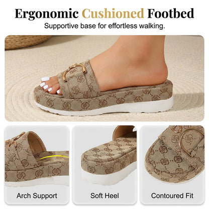 Comfortabele dames instapsandalen met geometrisch patroon