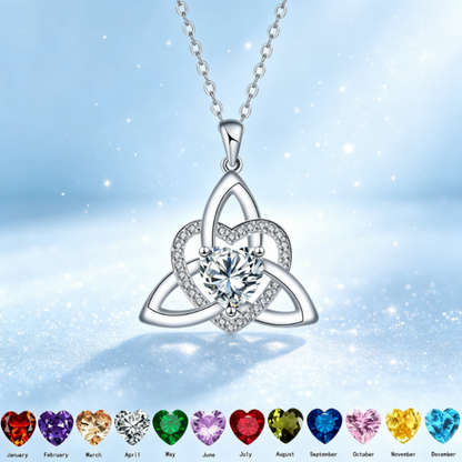 Keltische knoop hart ketting met geboortesteen