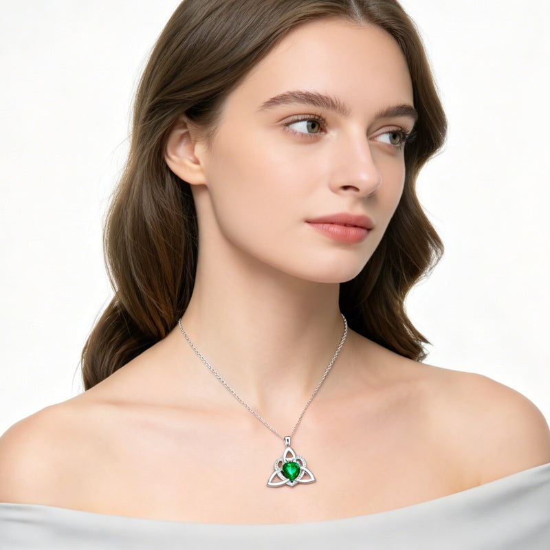 Keltische knoop hart ketting met geboortesteen