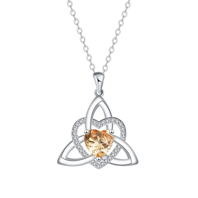 Keltische knoop hart ketting met geboortesteen