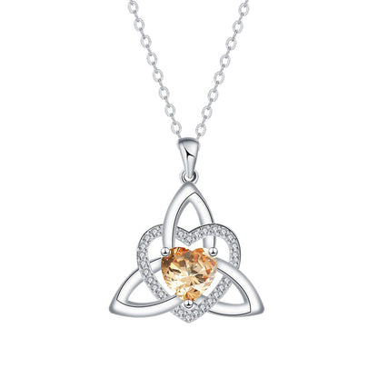 Keltische knoop hart ketting met geboortesteen