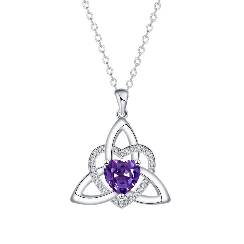 Keltische knoop hart ketting met geboortesteen
