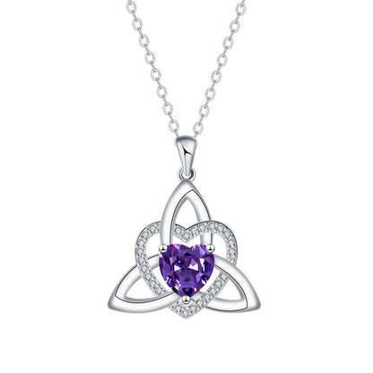 Keltische knoop hart ketting met geboortesteen