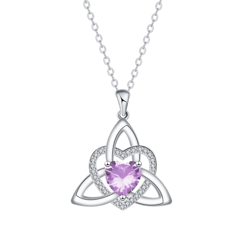 Keltische knoop hart ketting met geboortesteen