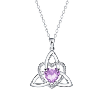 Keltische knoop hart ketting met geboortesteen