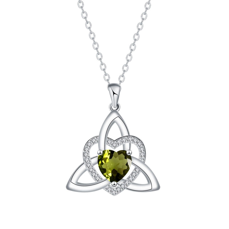 Keltische knoop hart ketting met geboortesteen