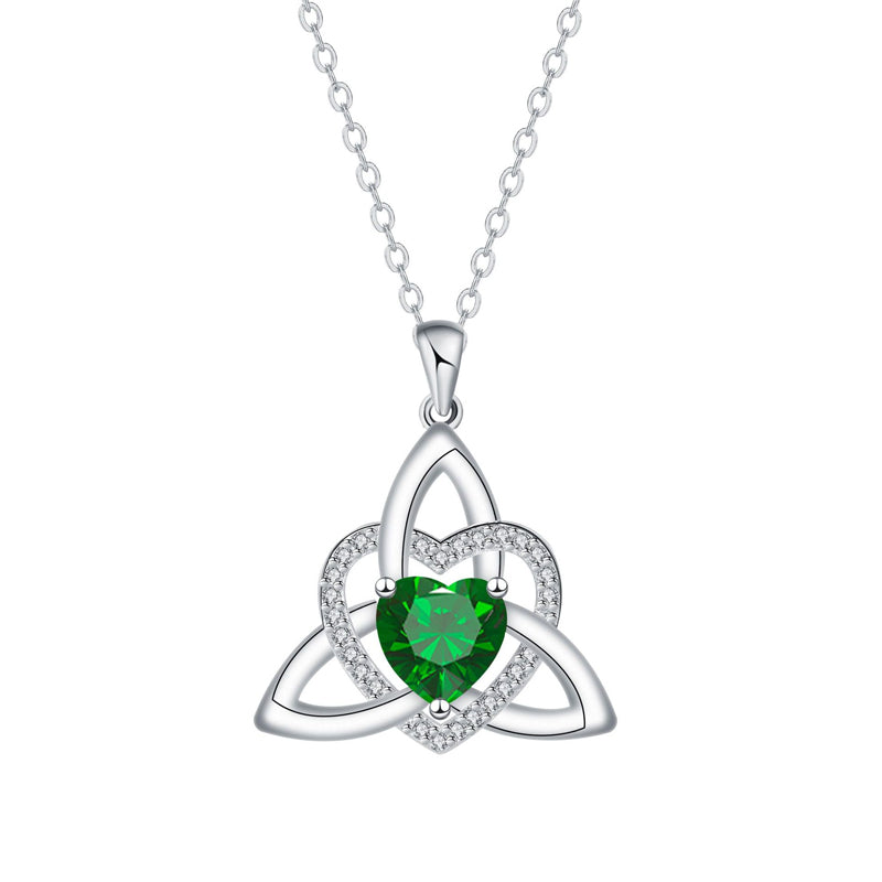 Keltische knoop hart ketting met geboortesteen