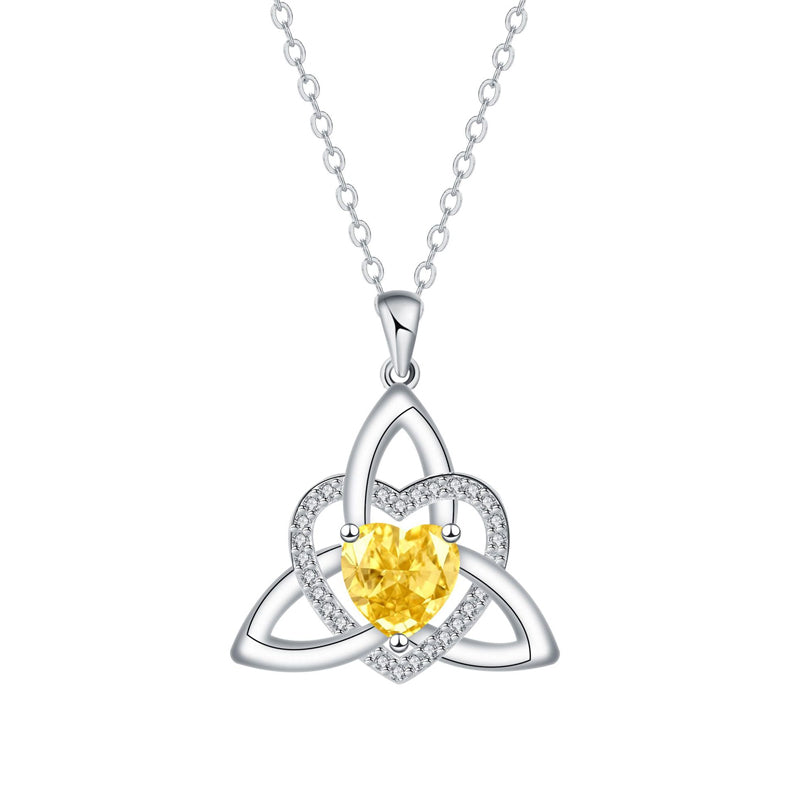Keltische knoop hart ketting met geboortesteen