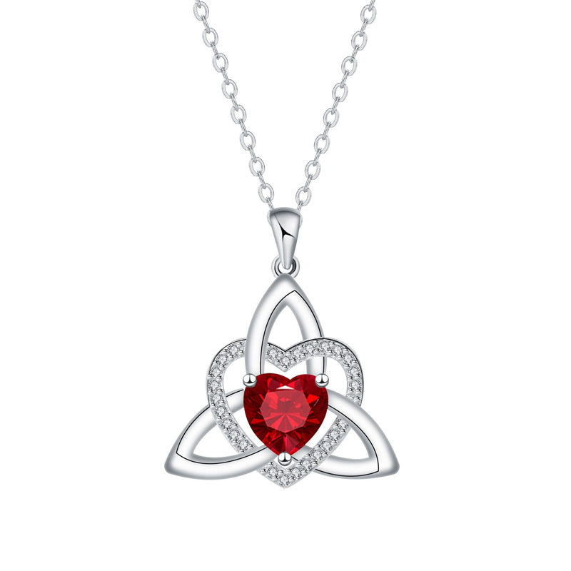 Keltische knoop hart ketting met geboortesteen