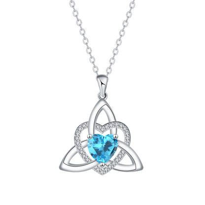 Keltische knoop hart ketting met geboortesteen