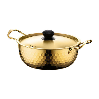 Geklopte rvs kookpot met deksel en handgrepen