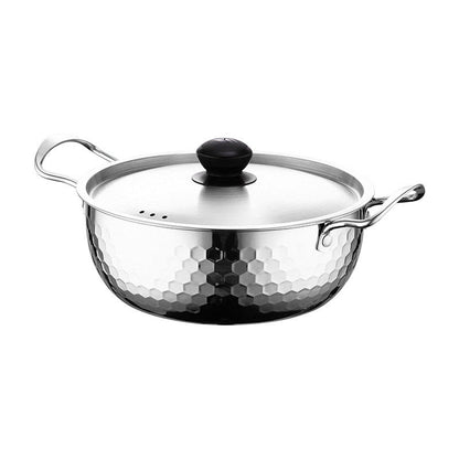 Geklopte rvs kookpot met deksel en handgrepen