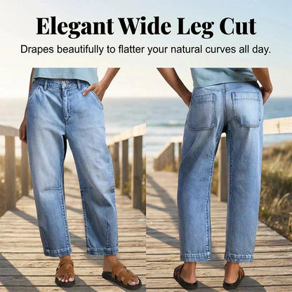 Dames cropped barrel jeans met vintage wassing
