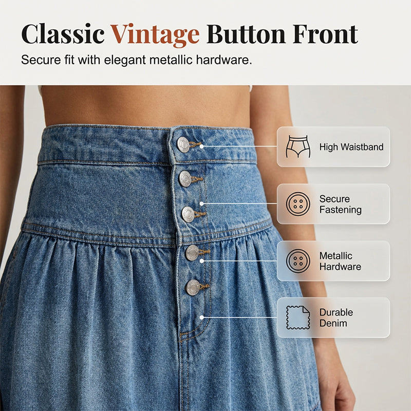 Dames maxi-rok van denim met hoge taille