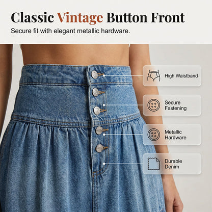 Dames maxi-rok van denim met hoge taille