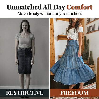 Dames maxi-rok van denim met hoge taille