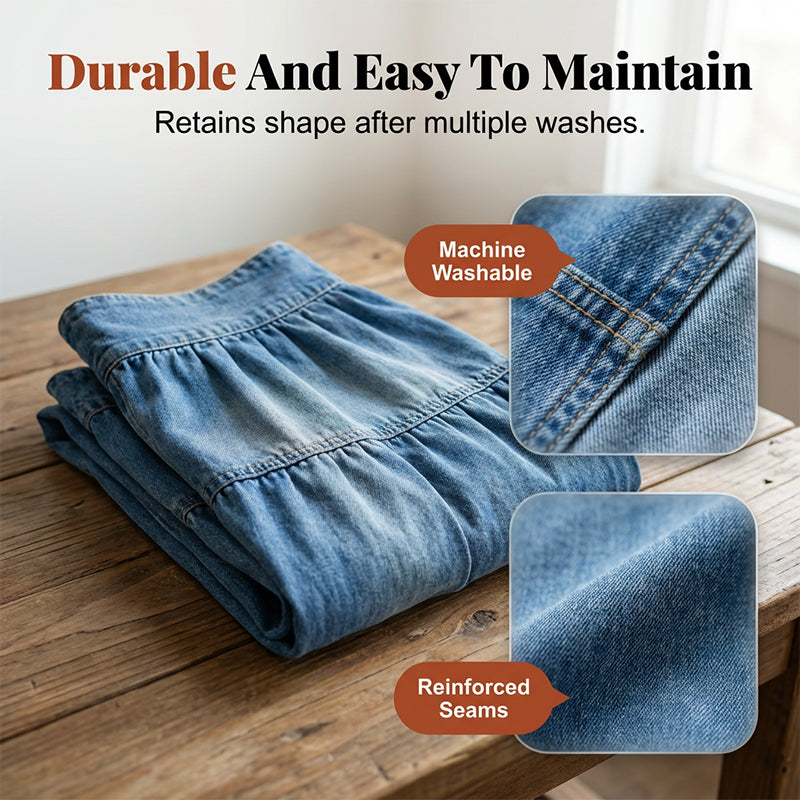 Dames maxi-rok van denim met hoge taille