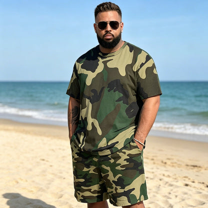 Heren camouflage T-shirt en korte broek set