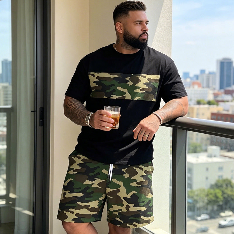 Heren camouflage T-shirt en korte broek set