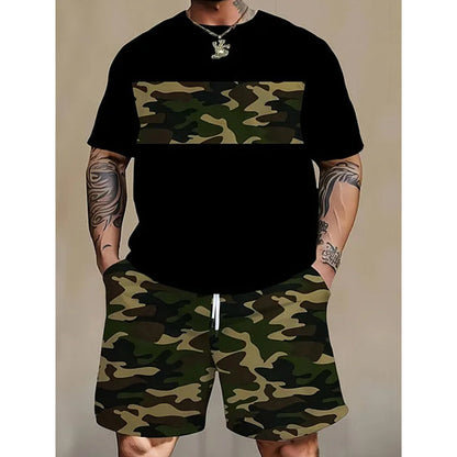 Heren camouflage T-shirt en korte broek set