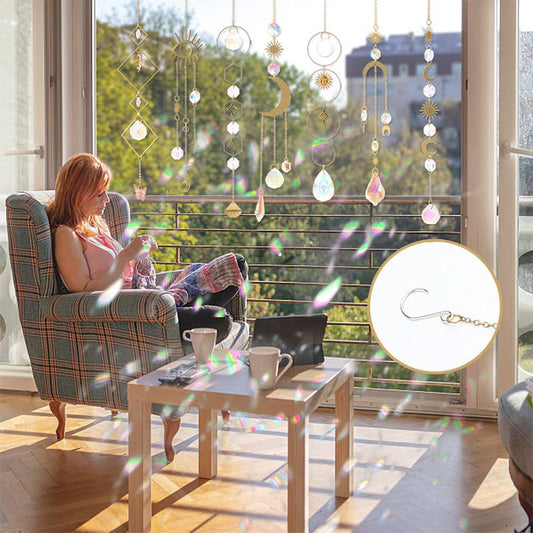 Decoratieve kristallen zonnevanger met metalen ketting