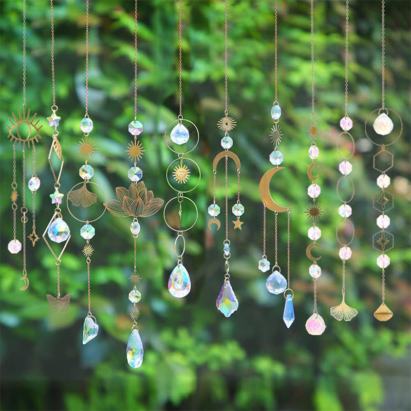 Decoratieve kristallen zonnevanger met metalen ketting