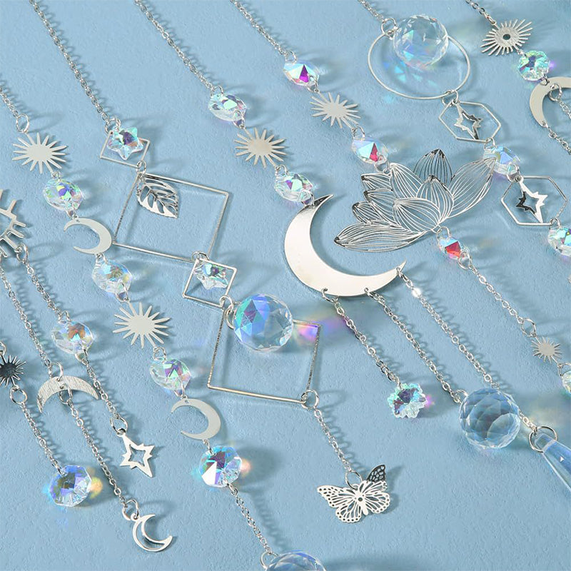 Decoratieve kristallen zonnevanger met metalen ketting