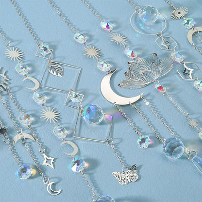 Decoratieve kristallen zonnevanger met metalen ketting