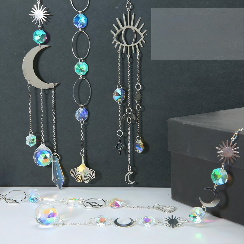 Decoratieve kristallen zonnevanger met metalen ketting