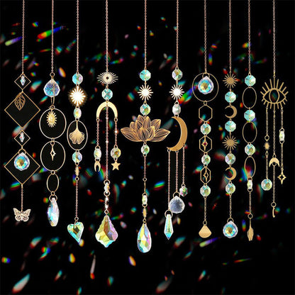 Decoratieve kristallen zonnevanger met metalen ketting