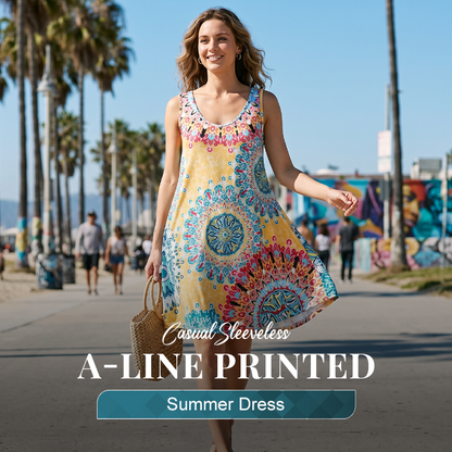Mouwloze A-lijn zomerjurk met print voor dames