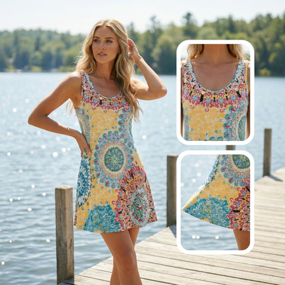 Mouwloze A-lijn zomerjurk met print voor dames
