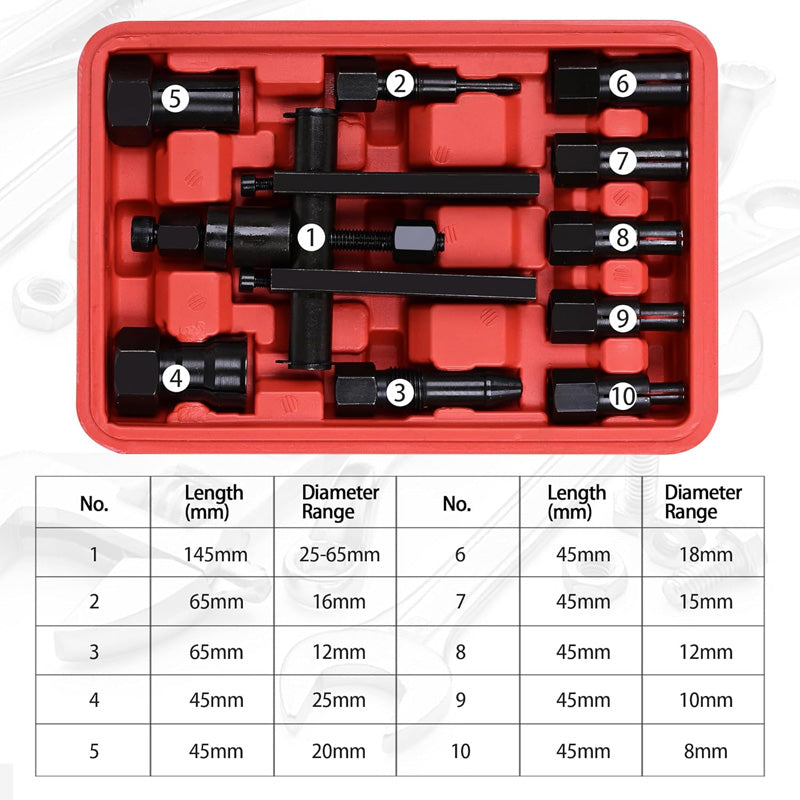 10-delige lagertrekkerset voor motorfietsen | LN10289006