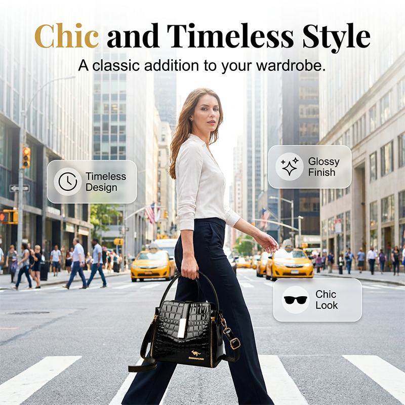 Glanzende dames handtas met krokodillenpatroon