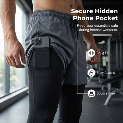 2-in-1 hardlooplegging voor heren met telefoonzakje