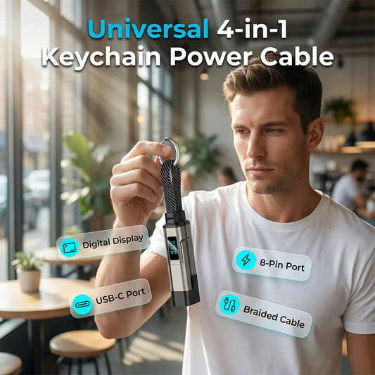 Universele 4-in-1 oplaadkabel met digitaal display