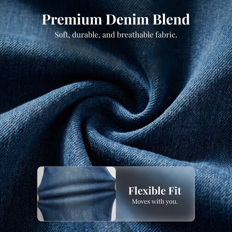 Dames denim jurk met koude schouder en V-hals